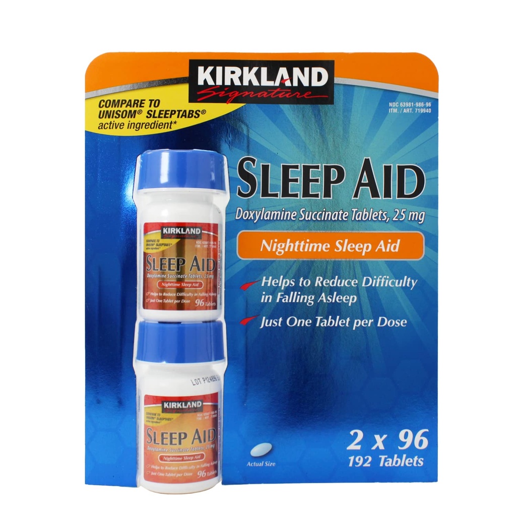 Kirkland Signature Sleep Aid Doxylamine Succinate 25 Mg, 192-Count (パック3)