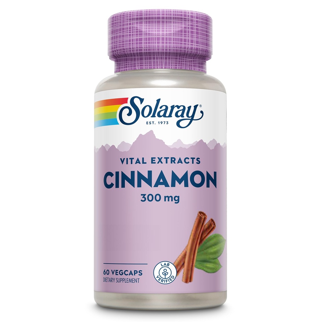 SOLARAYシナモンエキス300mg - バランスのためのシナモンサプリメント - 24mgフラボノイドとハーブサポート - ラボ検証済み、グルテンフリー、60日間保証 - 60のサービング、60のベジキャップ