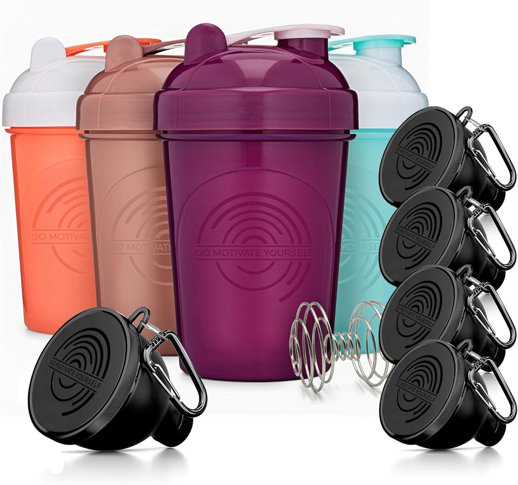 GOMOYOフィットネスバンドル - Agitator + 5-Packタンパク質ファネルとCarabiner、BPAフリー&ディッシュウォッシャーセーフ