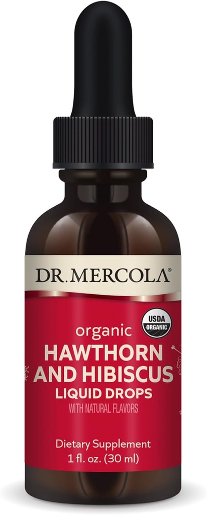 Mercola Organic Hawthorn博士とHibiscus Liquid Drops Dietary Supplements 30サービング(30ドロップパー)、非GMO、グルテンフリー、大豆フリー、USDA Organic