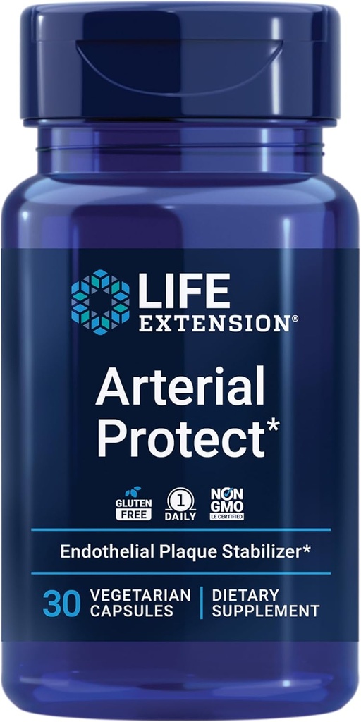 Life Extension Arterial Protect - Blood Pressure Supplement for Heart Health - with gotu kola and Pycnogenol Dried French Maritime Pine bark extracts - Gluten-Free, Non-GMO, Vegetarian - 30 Capsules