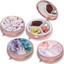 ビタミン、丸薬、魚油、イヤリング、スタッド、ローズゴールド3ラウンドのための小さなピルボックス、Pill Case for Purse&Pocket、3コンパートメントトラベルピルケース薬用オルガナイザーストレージ