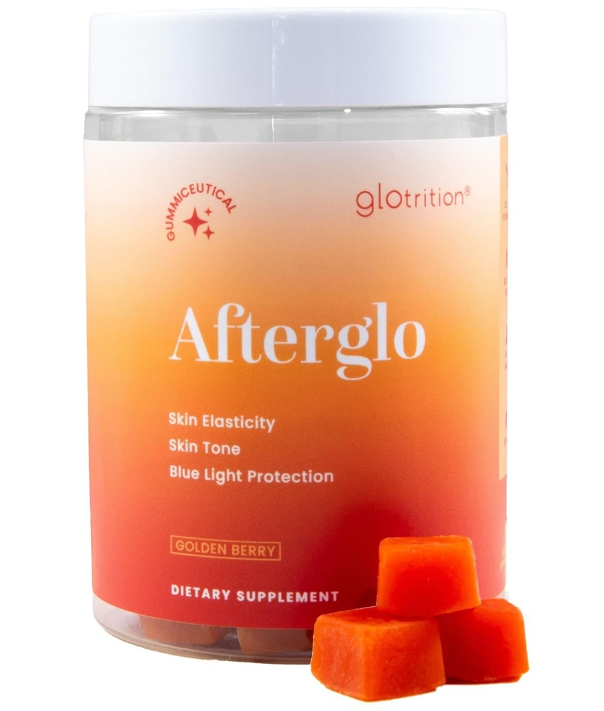 Glotrition Afterglo Gummies - ビタミンA、ビタミンC、およびビタミンEとビタミンE - 皮膚を滑らかにし、皮膚の弾力性を高めます - 60グミ