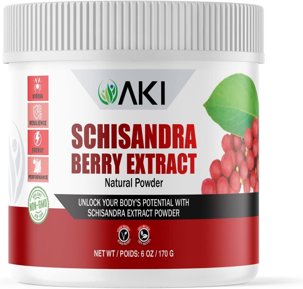 AKI Schisandra Berry Extract Powder - Made from The Schisandra Chinese Berry - May Helps to Boost Energy & Physical Performance - Non-GMO & Vegan Friendly (6oz /170g)