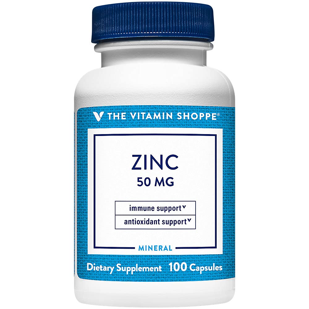 ビタミンのShoppe亜鉛50MG - 免疫サポート、皮膚の健康&抗酸化保護、エッセンシャルミネラル(100カプセル)