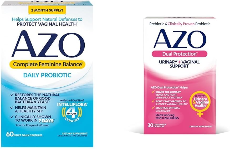 AZO 女性のための完全なフェミニンバランスの毎日のプロバイオティクス、臨床的に腟の健康及び二重保護を保護するのを助けるために証明される | 尿+腟サポート* | 臨床的にプレバイオティクス