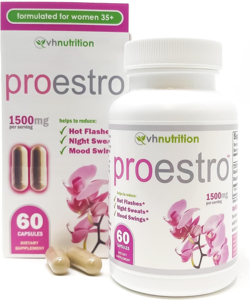 VH Nutrition PROESTRO | 女性のエストロゲンサポート*サプリメント | 余分な強度のホルモンバランス* ヘル用 | 60 カプセルスワローピルス