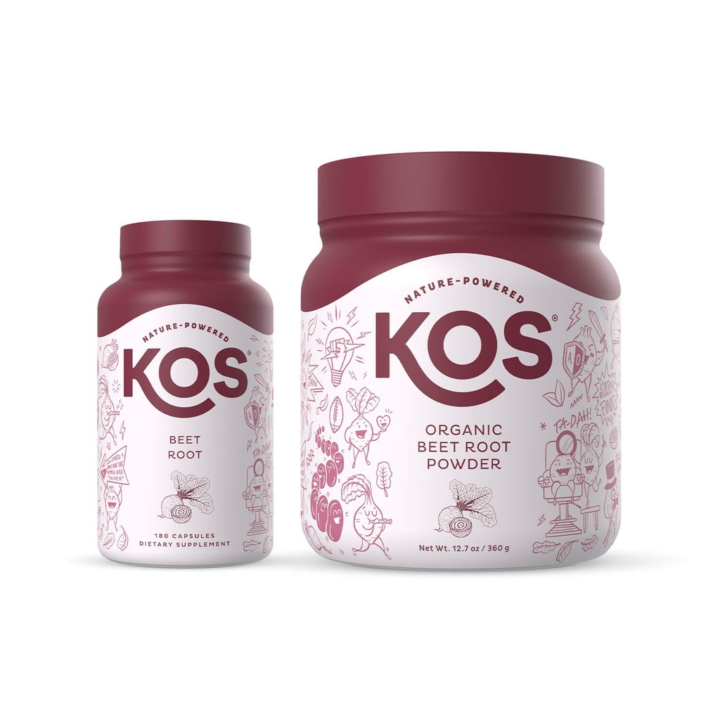 KOSの有機ビートの根の粉+有機ビートの根のカプセルの束