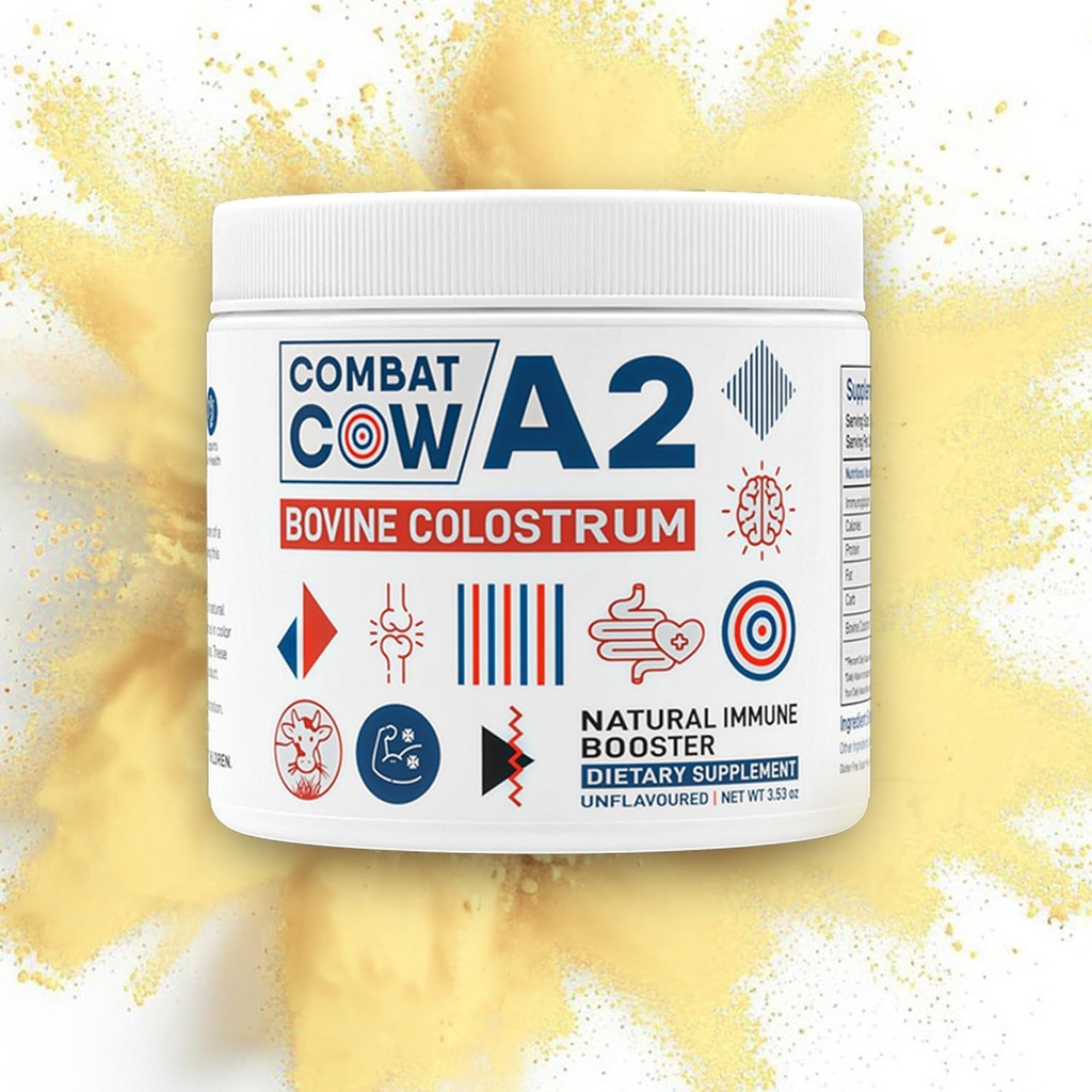 A2 Bovine Colostrum for Gut Health, Bloating, Non-GMO, Grass Fed, First 6 Hours Colostrum Powder, Immune Support, Muscle Recovery, Increased Cognitive Power, Unflavoured, 50 Servings