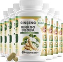 GreeNatr Ginko Biloba&Panax Ginsengサプリメント - 記憶と焦点のための赤いGinseng脳サプリメント - グッドビジョン、免疫システム、および改善された血流のためのGinkgo Bilobaサプリメント - 12ボトル