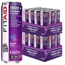 LIFEAID FITAIDエナジーグレープAAI, 200mgナチュラルカフェイン, ケト, プレワークアウトパフォーマンス: BCAAs, ケルセチン, 電解質, オメガ-3s, 15カロリー, ペイロ, ビーガン&グルテンフリー, 12オンス (パック 24)