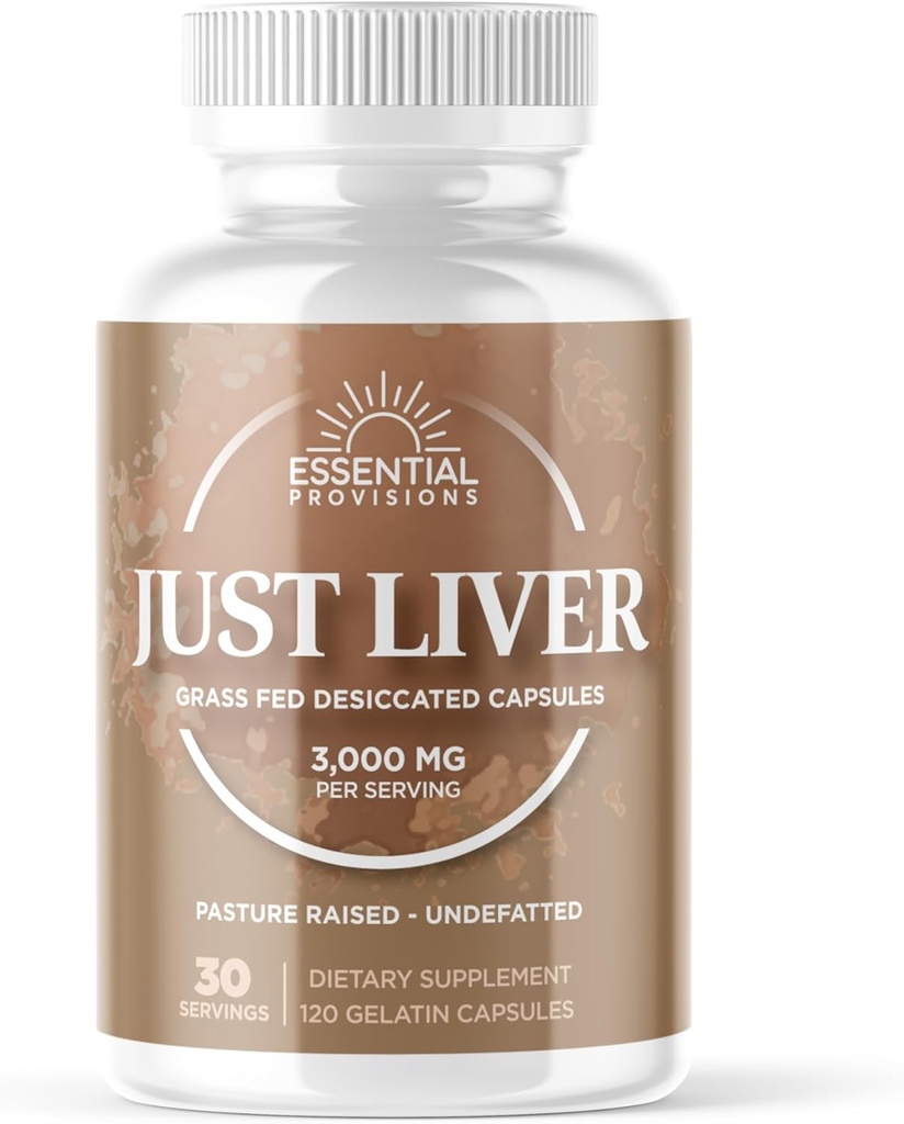 ちょうど肝臓、草供給および牧草の上げられたビーフの肝臓のカプセル、サービングごとの3,000mg、120の計算