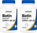 Nutricost Biotin (ビタミンB7) 10,000mcg (10mg), 240キャップ (2本入) - 非GMO、グルテンフリー
