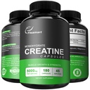 Micronizedのクレアチンの Monohydrate のカプセル、Keto の友好的、5000mg、180 のカプセル、クレアチンの Monohydrate の丸薬の第三者はテストしました、米国で製造しました、非 GMO、グルテンフリーのグルテンフリー、完全菜食主義者の金庫