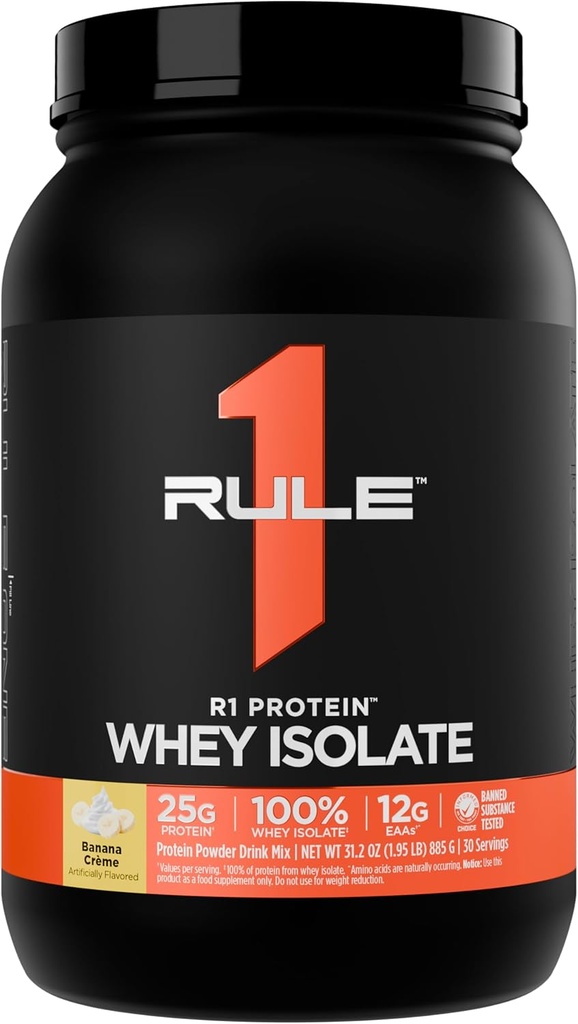 ルール1 R1タンパク質 Whey Isolate - ワークアウトの回復(2ポンド*、バナナクリーム)のための分離された及び加水分解された源からの25g蛋白質及び6g BCAAと排他的に