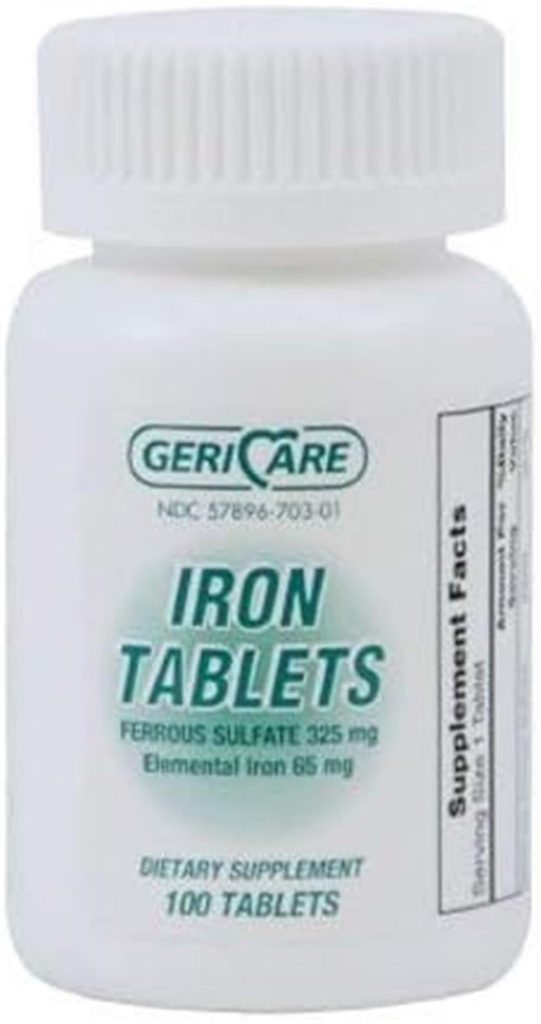 Geri の心配 57896-0703-01 の鉄硫酸塩の緑 325mg (100 のパック)