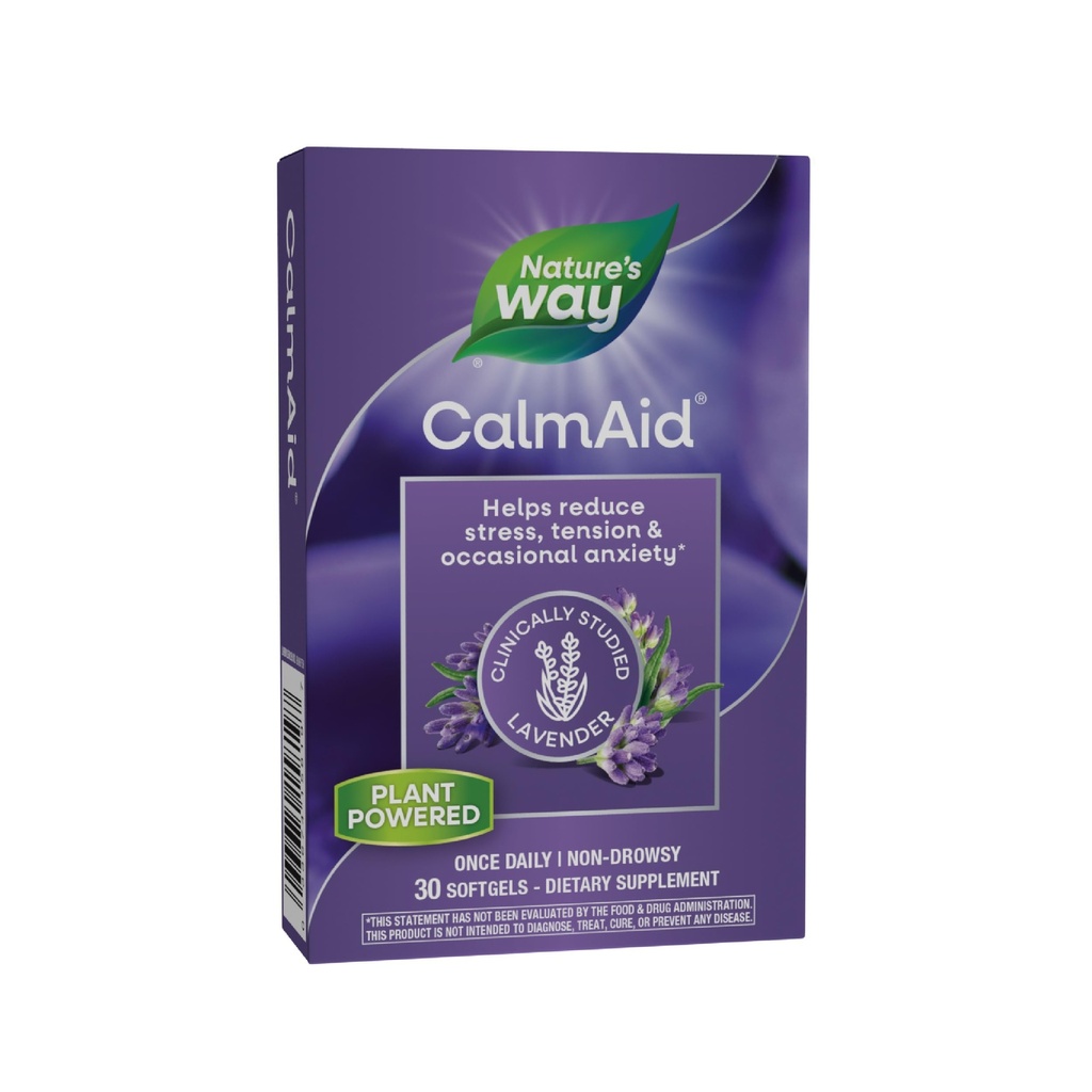 Nature's Way CalmAid、ストレスと緊張を管理するのに役立ちます*、臨床的にスタディされたラベンダー、非眠気、30 Softgels