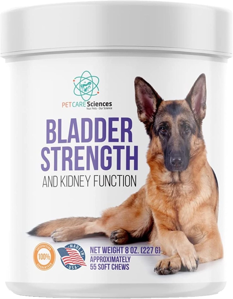 Bladder Strength Approx 55 Chews - Natural Dog UTI Treatment - Kidney Support for Dogs - Dog Cranberry Supplement - Senior Dog Incontinence Supplements - Made in The USA