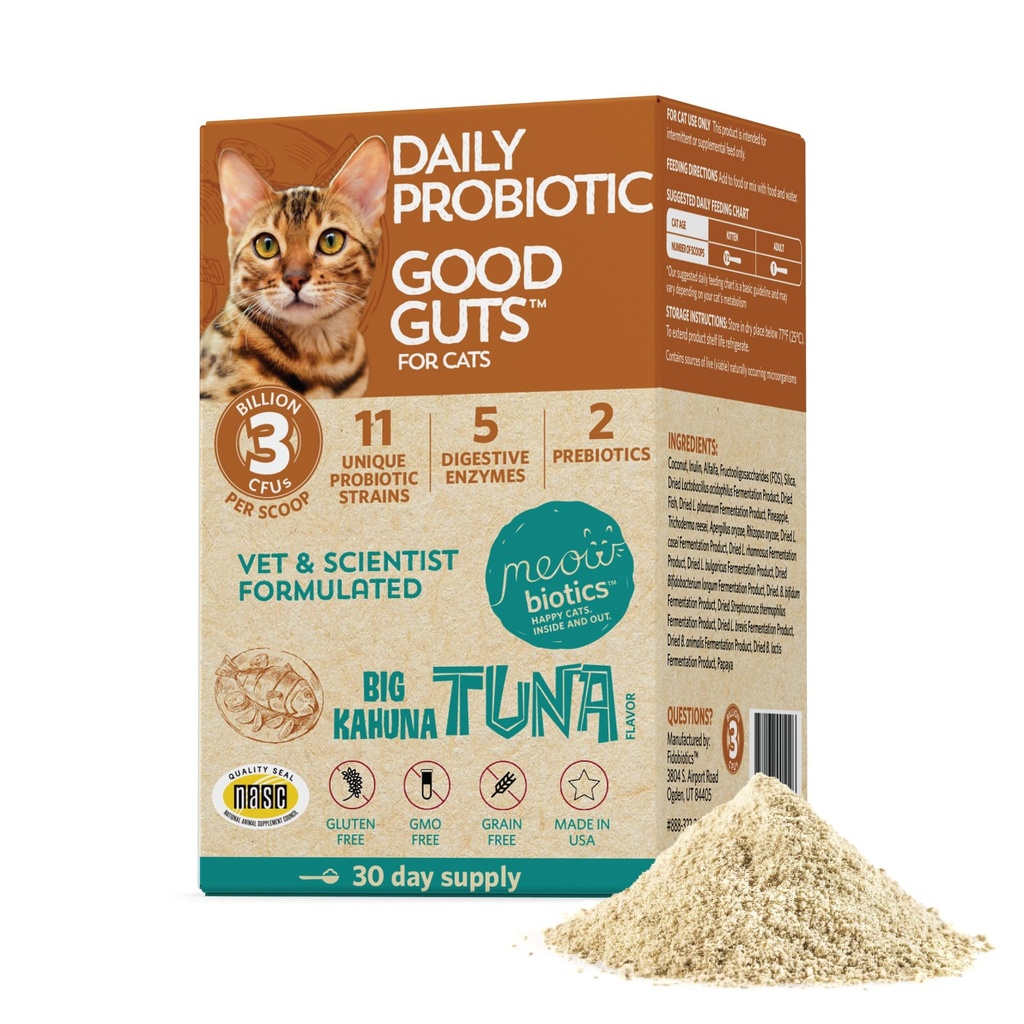 Meowbiotics猫のプロバイオティクスの粉、11のプロバイオティクスの緊張、2のプレバイオティクス、2の消化器サポート、マグナの味、猫のためのプロバイオティクス、屋内及び屋外(30日)