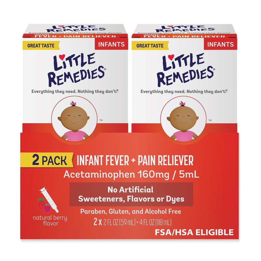 リトルレメディスインファントフィーバー&痛みリバイバー、ナチュラルベリー風味、2 Fl Oz(パッケージ2)