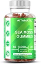 Vitamaticアイリッシュ海苔ガミー - サービングあたり3000mg相当(抽出132.5mgから) - 60 CtはBradderwrack&Burdock Rootで作られた - 甲状腺、エネルギー、免疫のサポートのためのSeamosサプリメント