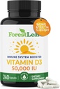 ForestLeaf Vitamin D3 50,000 IU | VIT D - VIT D3 ビタミンD サプリメント 女性と男性 | 骨の健康、歯、免疫サポート | 腫れやすい丸薬 | 高効力WEEKLY用量、4年供給、240キャップ