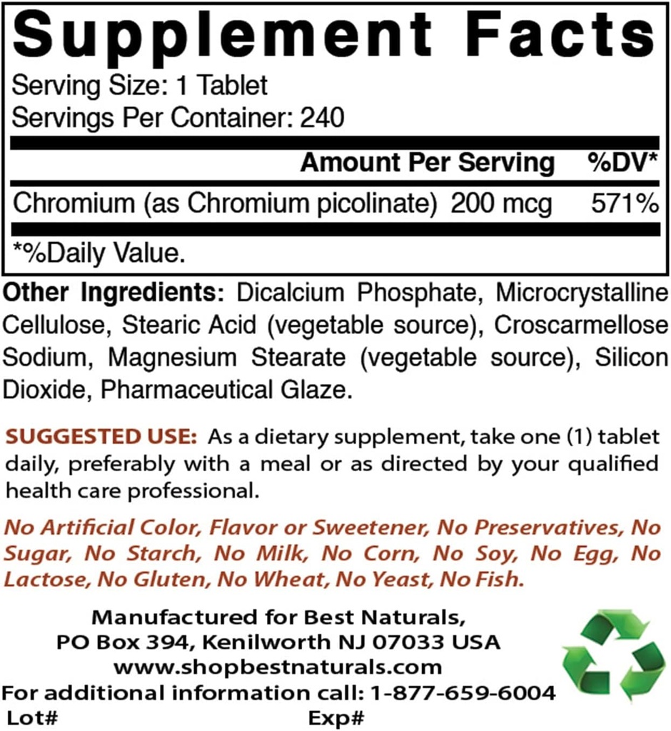 Chromium Picolinate 200 mcg & Vitamin K2 (MK7) with D3