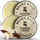 男性のStriking Viking Beard Balm - ベアードコンディショナー - 天然由来のベアードバター、アーガン&ホホホバオイル(2オンス)、バニラ2パックで作られたバルムを詰める