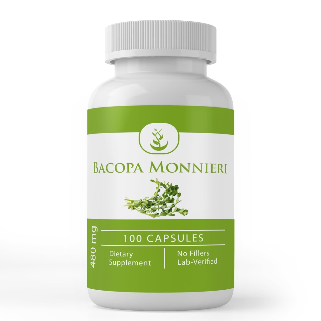 純粋で元の原料のBacopa Monnieri (100のカプセル) 常に純粋、添加物か注入口、実験室は確認しました