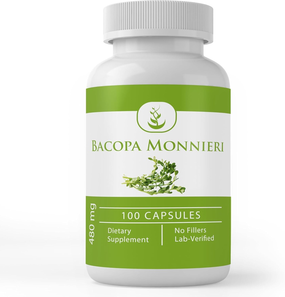純粋で元の原料のBacopa Monnieri (100のカプセル) 常に純粋、添加物か注入口、実験室は確認しました