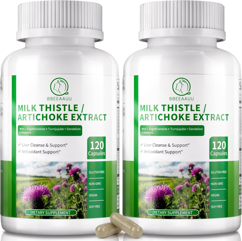 肝臓の清潔なDetox及び修理120のカプセル、ミルクのThistle、アーティチョーク、L-Ergothioneine、レバーの更新及び酸化防止のためのターンジュブのタンポのエキスが付いている16-in-1草のレバー サポート補足(2のパック)