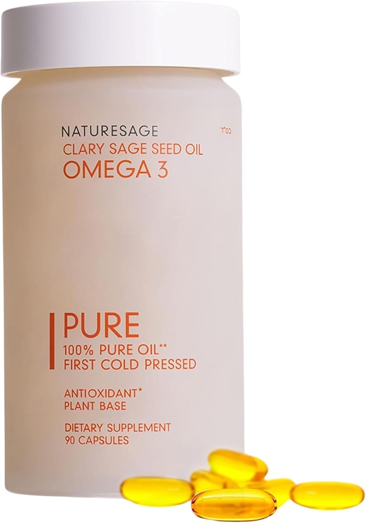 ビーガンオメガ3カプセルサプリメント, 植物ベースのオメガ3魚油代替, 90カプセル – 冷間Claryセージ種子からプレス – コーシャ - オメガ3脂肪酸サプリメント