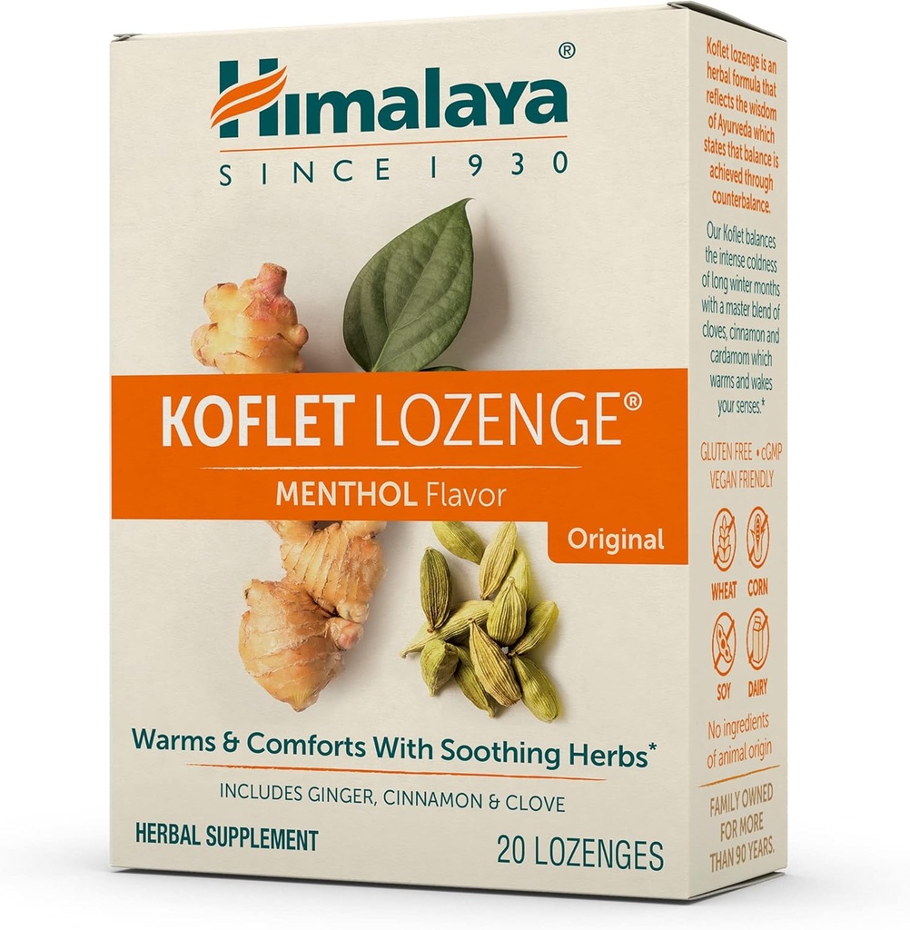 Himalaya Koflet Lozenges、元のメントールの味、暖かい救助のための自然な草の咳の低下および喉の慰め、130のmg、20のLozenges