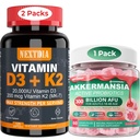 ビタミンD3 20,000 IU + K2(MK7) 200mcg Softgels + Akkermansia Probioticsプレバイオティクス繊維とグミー