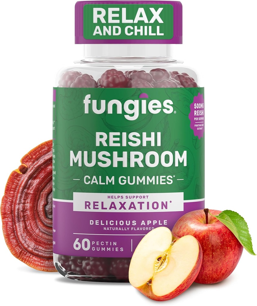 Fungies Reishi のきのこのグミー、おいしい Apple の味 - 大人のサポートのためのきのこの草の補足のガミー 免疫の健康、弛緩及び健康な老化 - 睡眠のためのグミーを Calming - 60 サービング