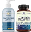 マグネシウムのローションおよびマグネシウムのクエン酸塩の補足 8 Fl Oz Topicalのマグネシウムのプラス2か月の供給のマグネシウムの複雑な丸薬とのボディそして心の完全なボディ マグネシウム サポート