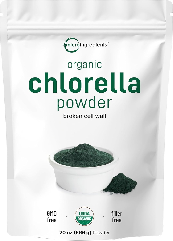 Micro Ingredients Organic Chlorella Powder, 20 Ounces | Broken Cell Wall for Complete Absorption | Raw Superfood Supplement, Rich in Protein & Vitamins | Non-GMO, Vegan, Non-Irradiated