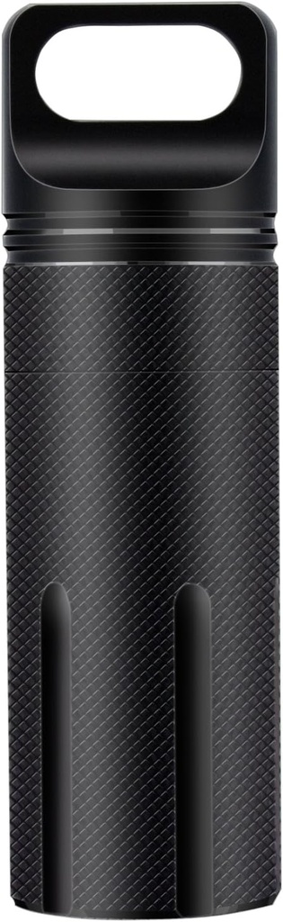 SHD屋外のEDCの丸薬箱の容器、黒いアルミ合金の単一部屋のカプセルのハイキングのキャンプのための防水丸薬のホールダーの箱