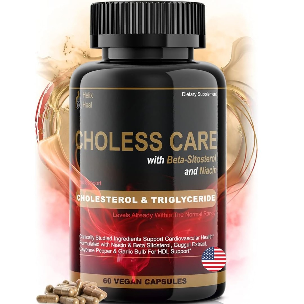 コレステロールサプリメント - トリグリセリドサポートカプセルw。 有機、無臭ニンニク、カイエンペッパー、植物ステロールは、通常のHDLとLDLコレステロールレベルをサポートする。 酸化防止ナイアシン(ビタミンB3)