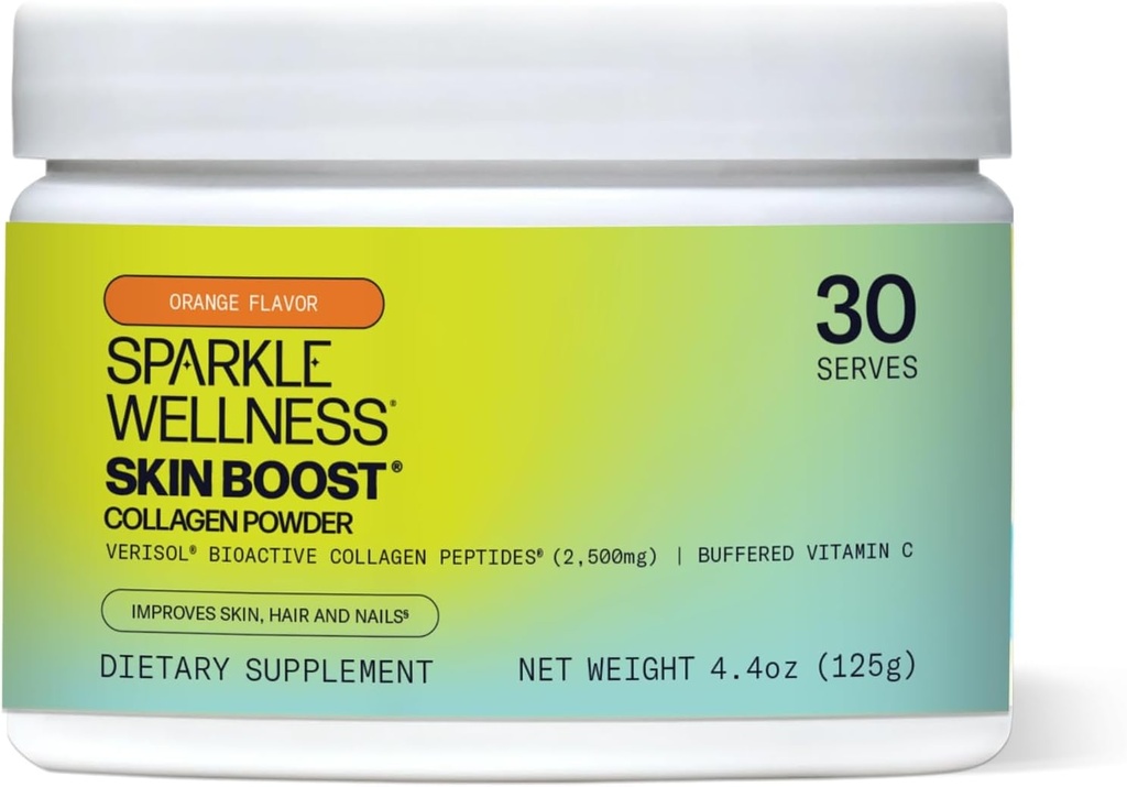 スパークルウェルネス VERISOL バイオアクティブ加水分解コラーゲンペプチド | コラーゲンパウダーサプリメント ビタミンC配合 皮膚・毛・爪の健康 | 皮膚ブースト(オレンジ) [30-Serves]