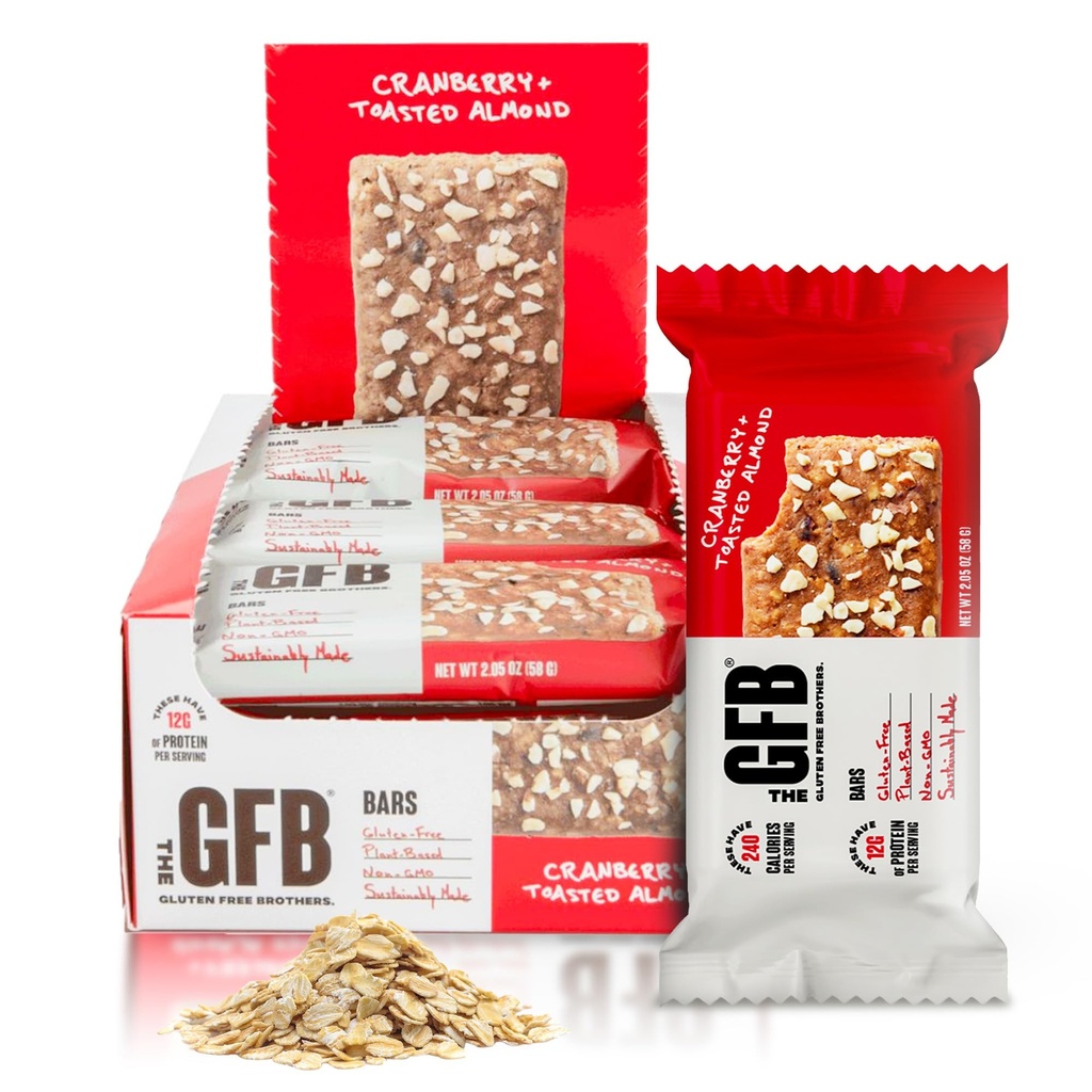 GFBクランベリートーストアーモンドプロテインバー - グルテンフリー、植物ベース、非GMO、持続可能に作られた - Ridiculouslyテイスト、ヘルシー、ビーガン、栄養スナックプロテインバー、2.25オン(12カウント)