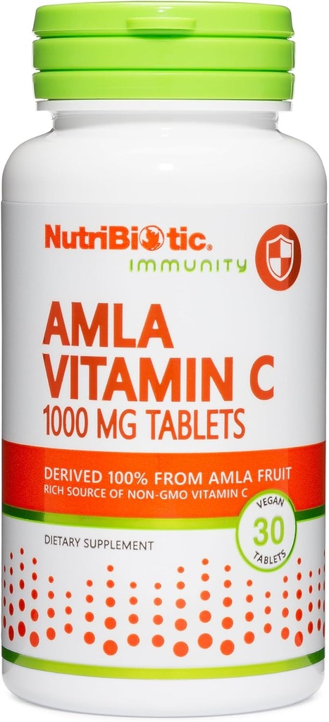 NutriBiotic Amla Vitamin C, 30 Tabs | 非GMOの豊富なソース, 抗酸化とコラーゲンのサポートのための自然なビタミンC | 100% インドのGooseberryから | ビーガン&グルテンフリー