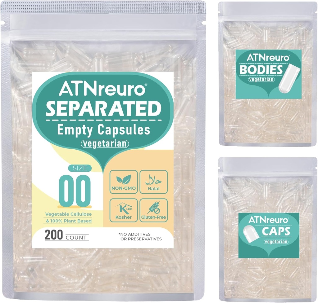 ビーガン分離された空のカプセルサイズ00(200カウント)、HPMCの丸薬のカプセルはDIYの補足の詰物のために空のカプセルに入れます