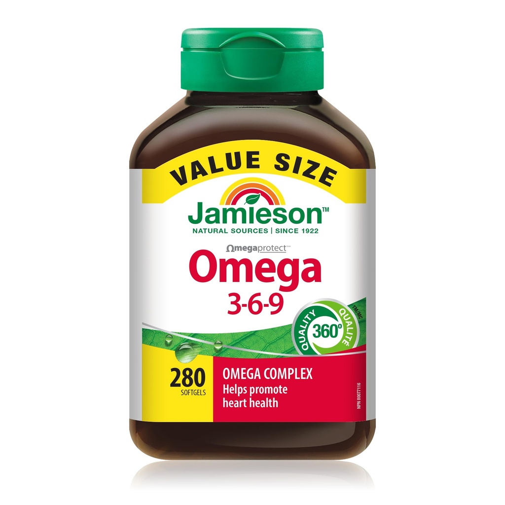 Jamieson Omega 3-6-9 Softgels、280 softgelsの価値のパック