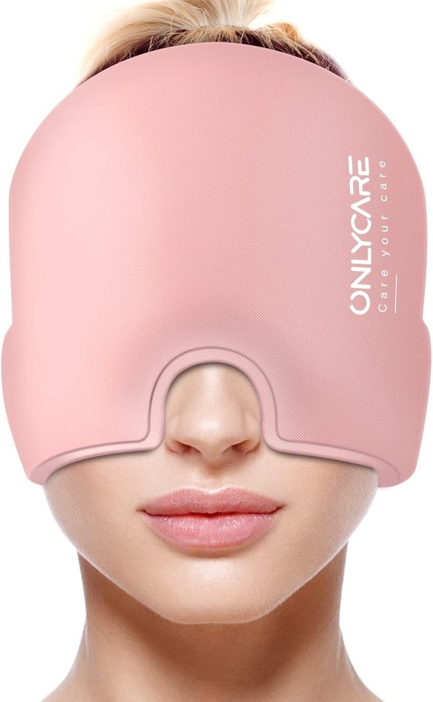 ONLYCARE Migraine の救助の帽子、改善された無臭の Migraine の氷の頭部の覆い、Migraine のわずかなピンクのための頭痛の救助の帽子