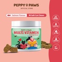 猫用マルチビタミン - 90 柔らかい咀嚼 | オメガ3、サーモンオイル、グルコサミン、MSM、コンドロイチン、CoQ10、プロバイオティクス、ビタミンBコンプレックス&C | 皮膚、関節、心臓、免疫サポート | 非GMO