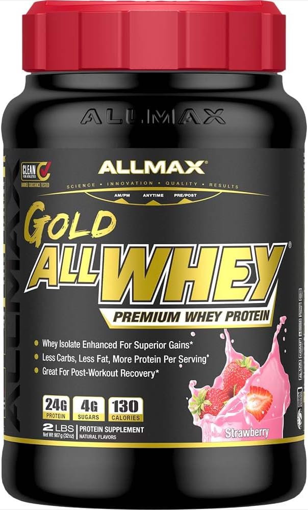 オールマックス栄養ゴールドALLWHEY、いちご - 2ポンド - 24グラムのタンパク質Per Scoop - グルテンフリー、低炭水化物&低砂糖 - 約30のサービング