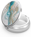 Pill Box 3 Compartment Medicine Pill Case,Portable for Pocket or Purse Pill Boxes Decorative Metal Medicine Vitamin Organizer Unique Gift(Green Marbling)