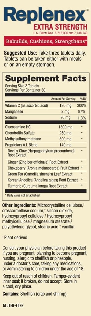 Melaleuca Replenexは共同健康を再建します。 グルコサミン。 カルシウム。(90錠)