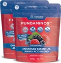 FundAminos Organic EAAパウダーブレンド | 植物由来のエッセンシャルアミノ 日々の活力、健康な老化とバランスの取れた栄養 | グルテンフリー、非GMO、クリーンラベル – 2袋(60個)